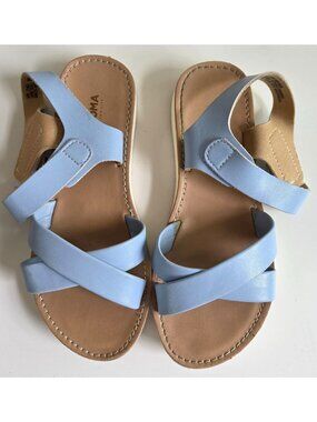 Girl's Strappy Sandals Light Blue Adjustable Strap Cushioned Sole Sonoma Size 2M